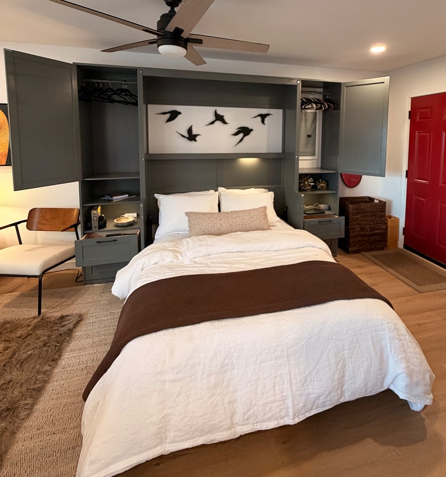 Murphy bed with closet and drawers