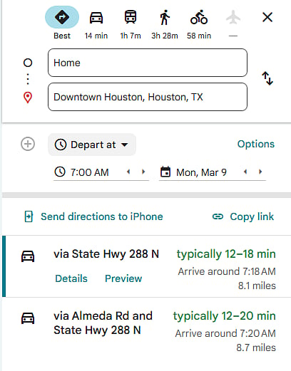Commute Time Estimate