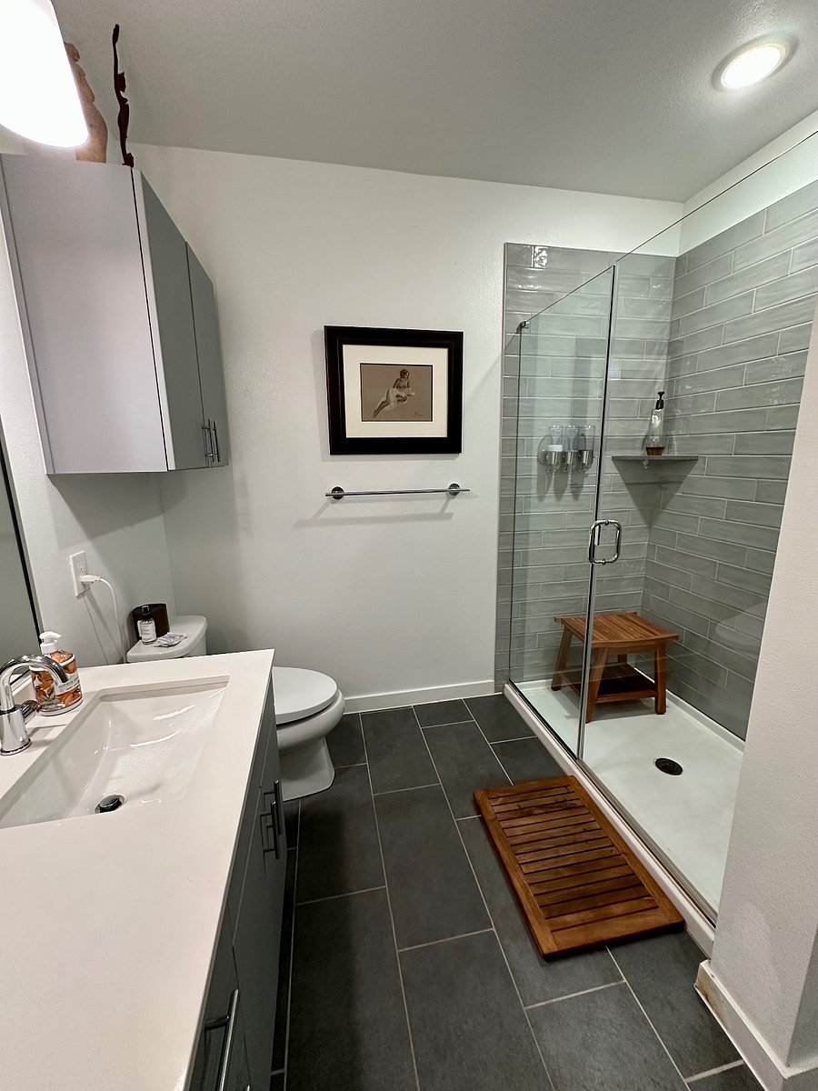 Master bathroom with walk-in shower
