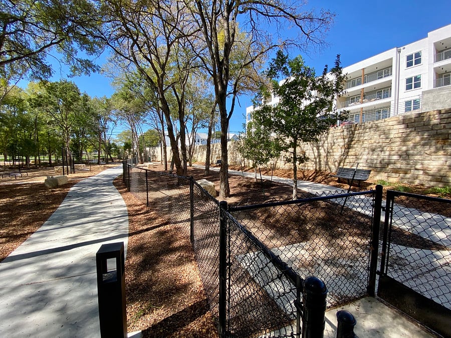 Off-leash dog park inside the park at Gravity