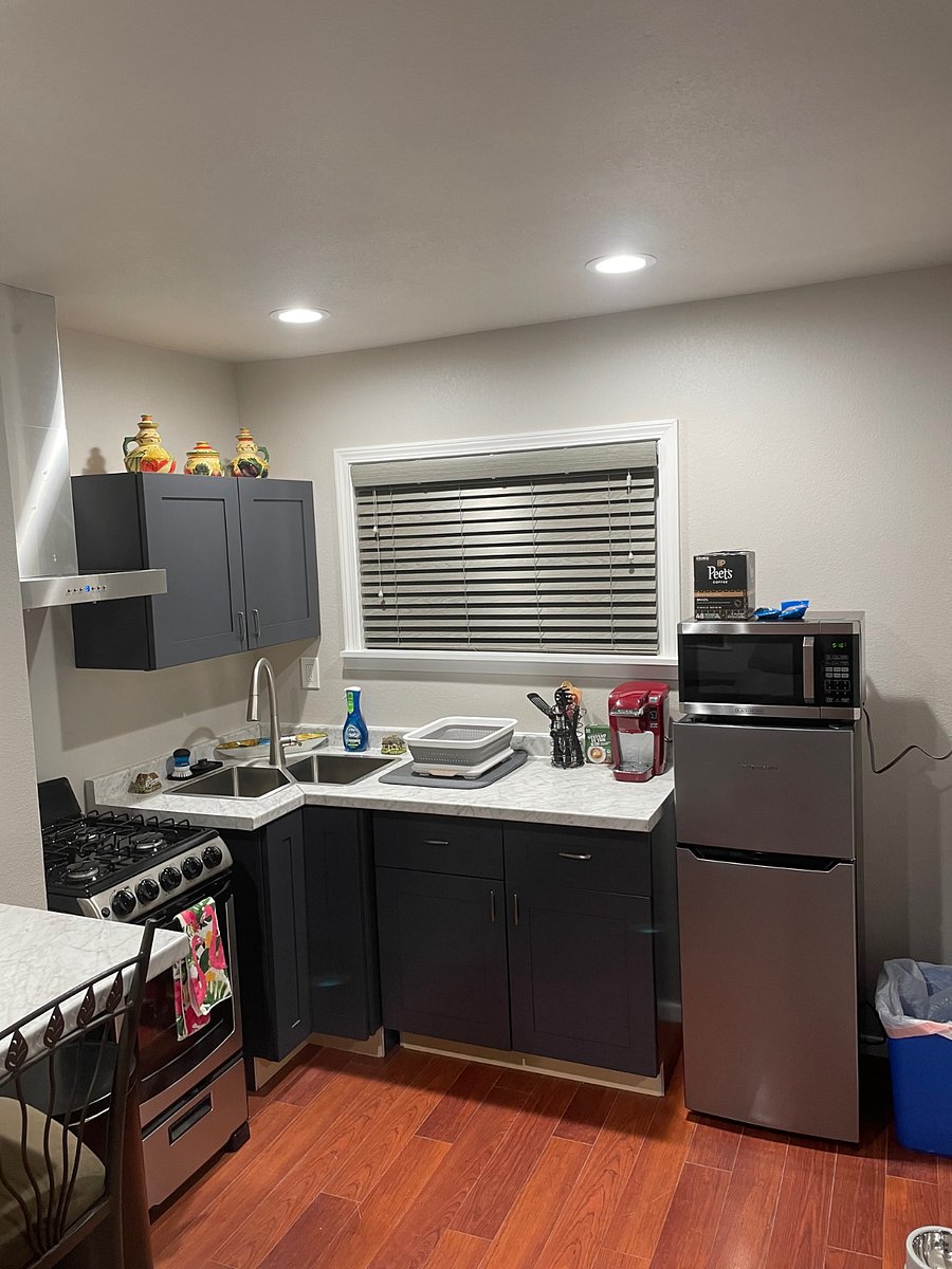 Kitchen (now has full size refrigerator/freezer).