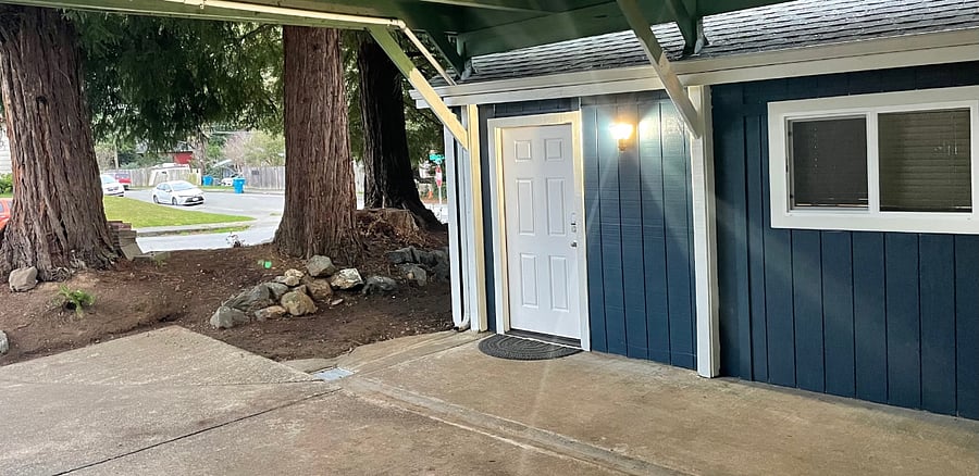 From parking to door and out to the street