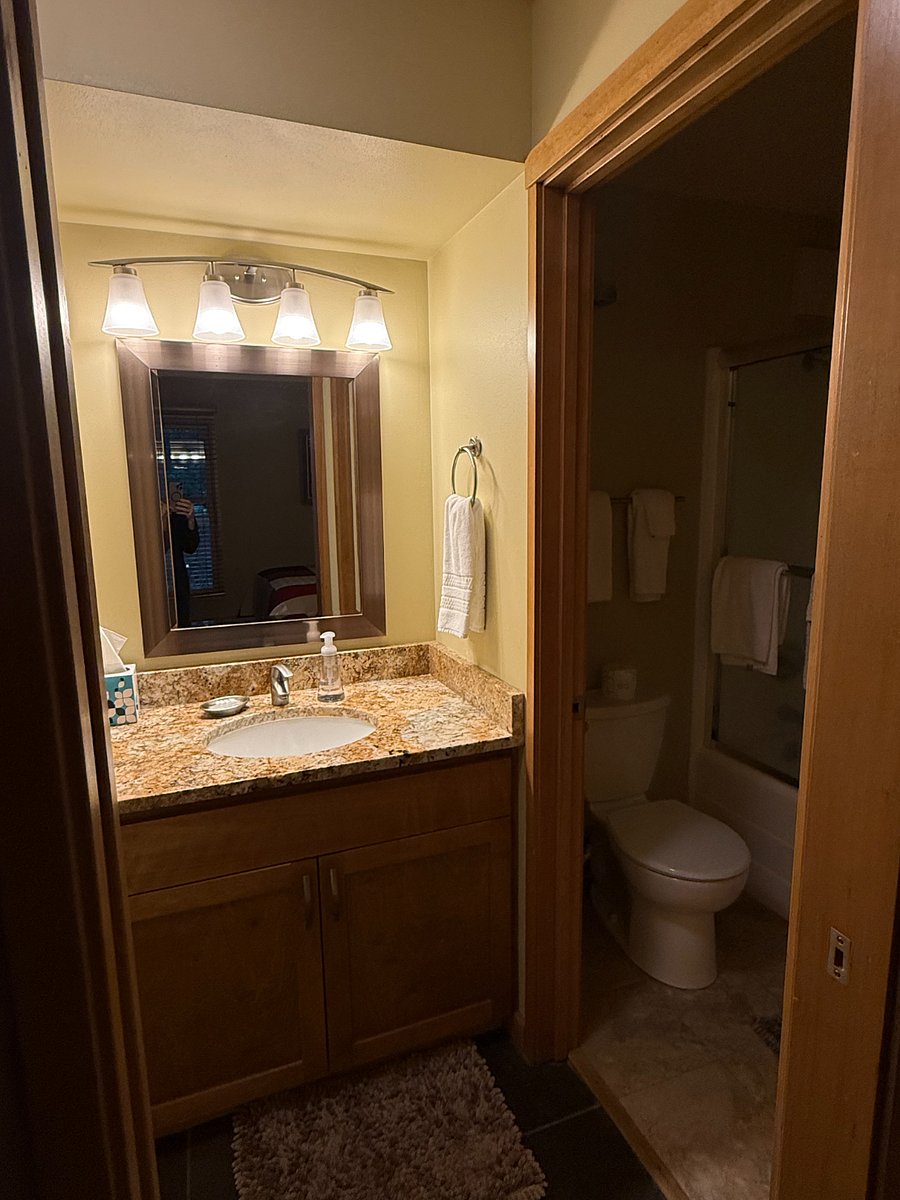 Downstairs bathroom with tub shower.
