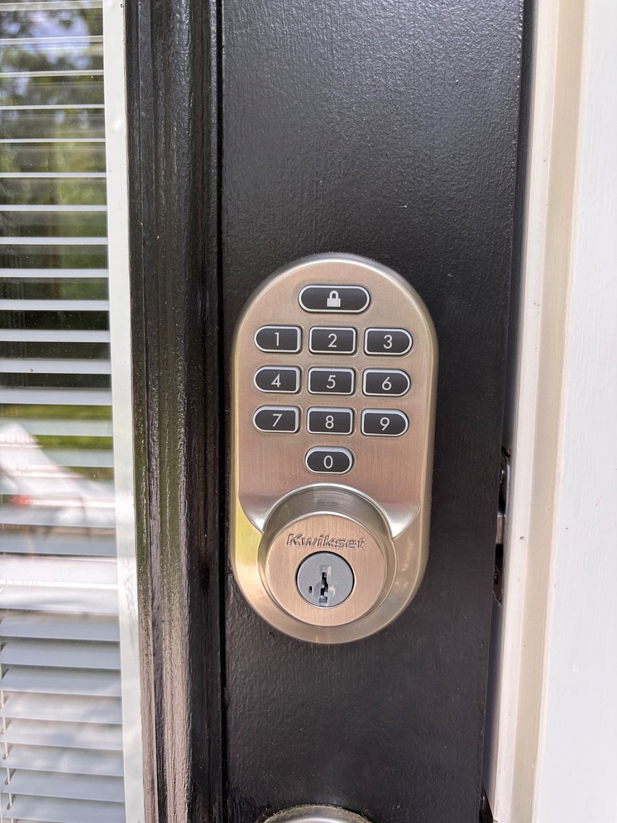 This photo shows the keypad deadbolt lock to enter the unit.