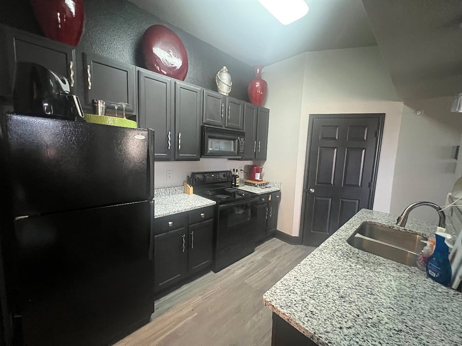 Fully Equipped kitchen, Air fryer blender, toaster, Crock pot, Pots and pans.