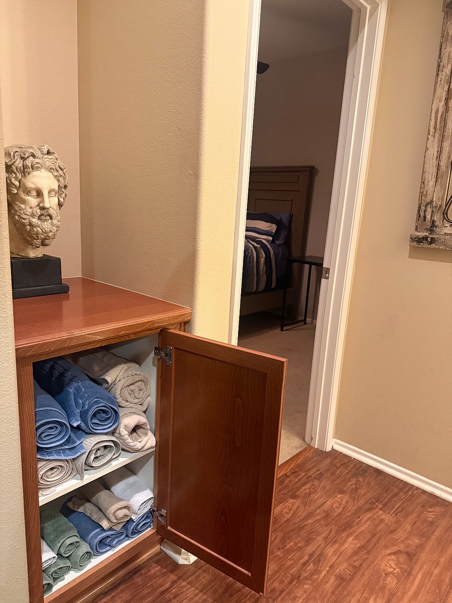 A cabinet for your towels . This is in your private area . 