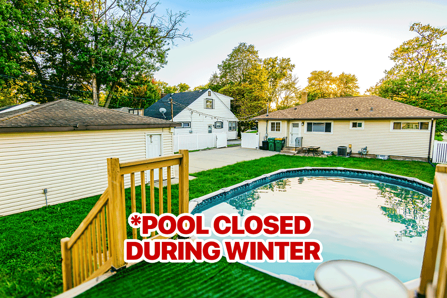 Our pool is closed for the winter. We plan to open sometime before Memorial Day but please check with us if you want pool access.