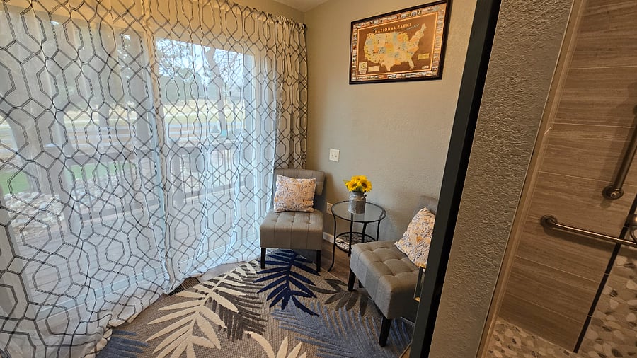 This bonus room (connected to your suite) can be used as a sitting room, office, or oversized closet. We'll help set it up to your needs!