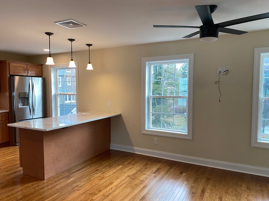 kitchen and living room open concept 