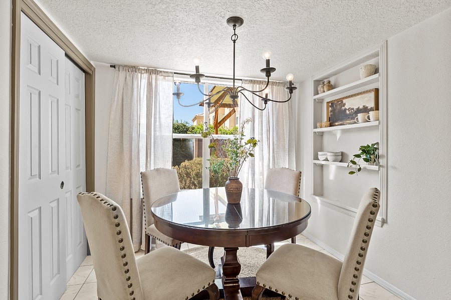 breakfast nook with large pantry and beautiful views of backyard