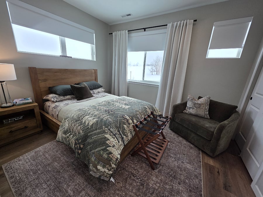 Fully decorated room, but room will be left intentionally more blank to leave room for your items and taste.