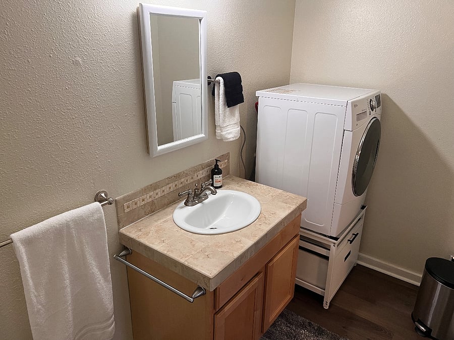 Bathroom with washer dryer combo