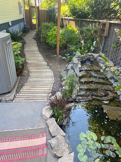 Side yard and pond