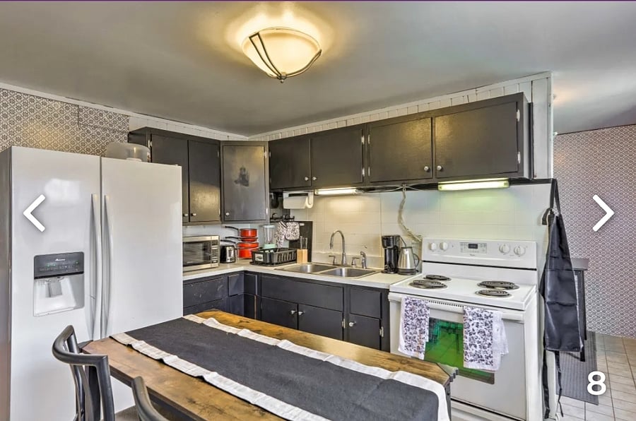 Kitchen
Have full size stove and refrigerator
Small table
Pots/pans, coffee maker, blender & microwave
Dishes