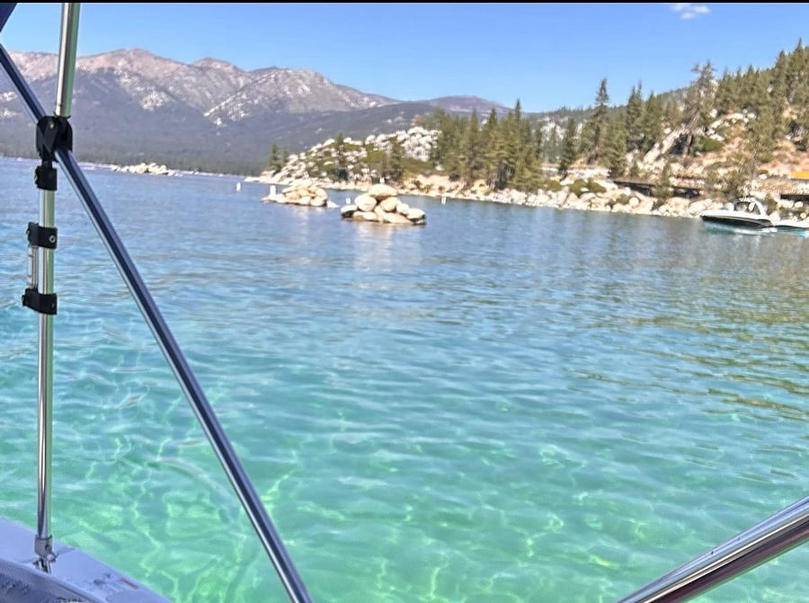 typical view on the lake - the lake was a volcano 1 or 2 million years ago, hence the color and clarity of the water