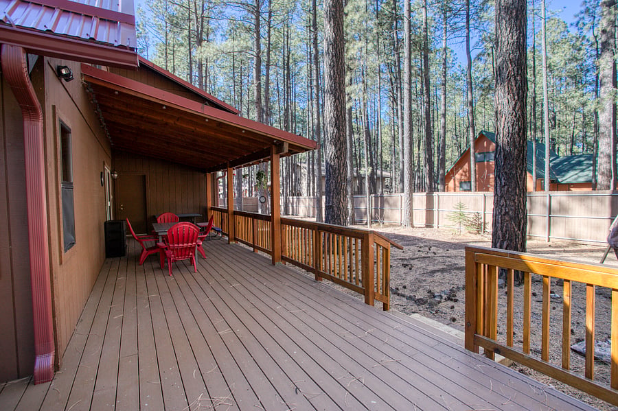 Nice open area for sitting out to BBQ. Gas BBQ is included. Outdoor furniture is available it is stored in garage during winter months.