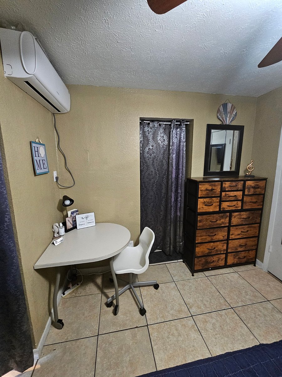 Small work space in room (Desk is 2.5ft x 2.5ft = 6.25 sq.ft.)