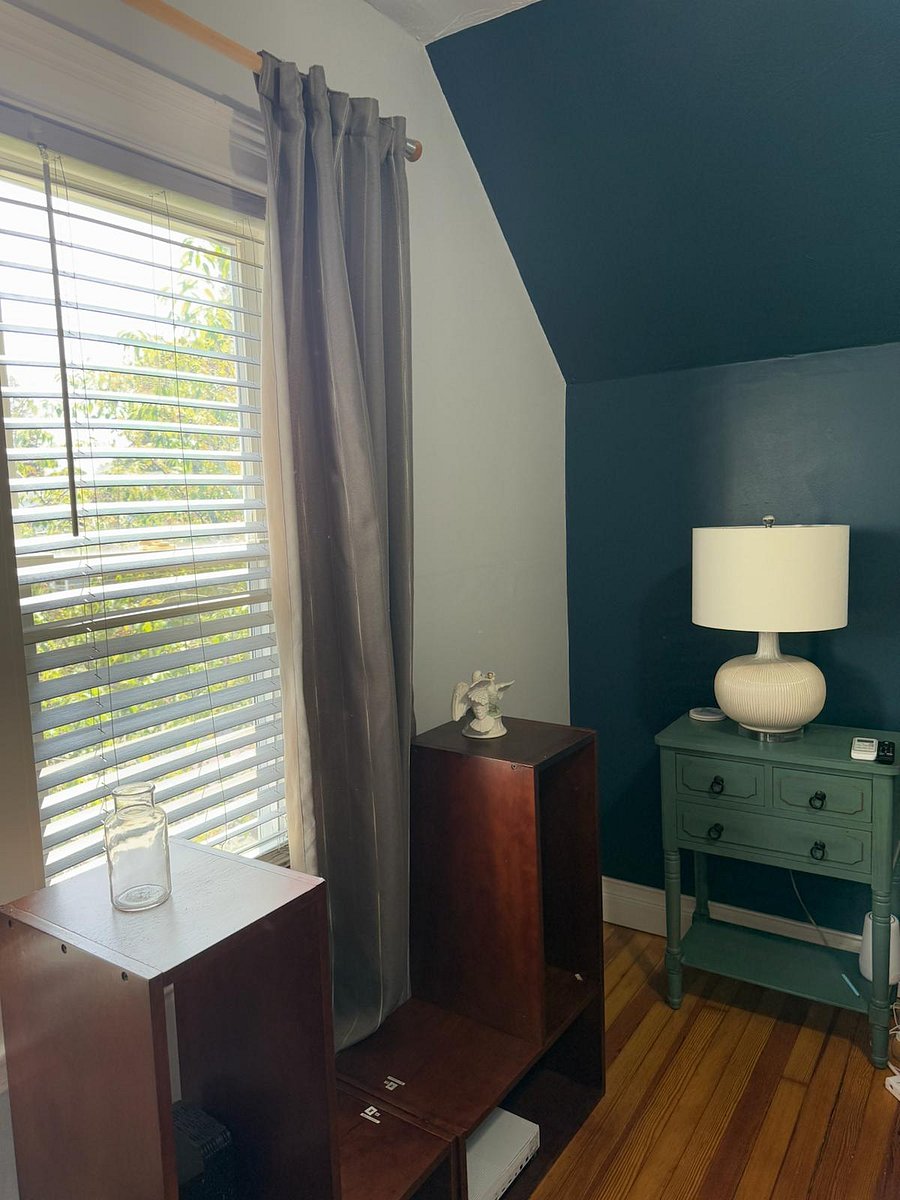 Bedroom side table and windows