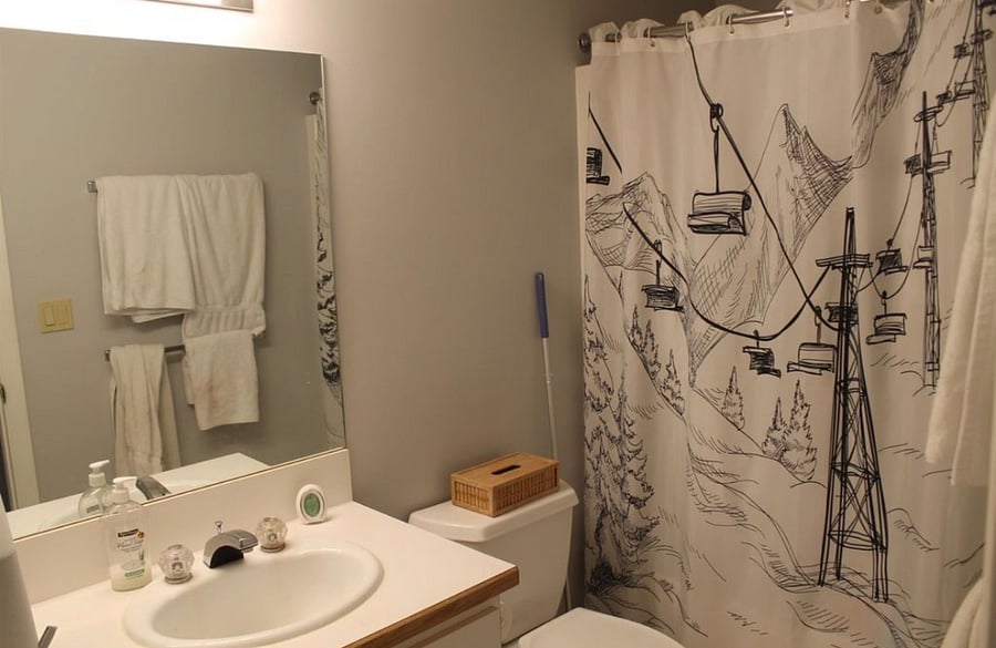 Downstairs bath with shower over tub