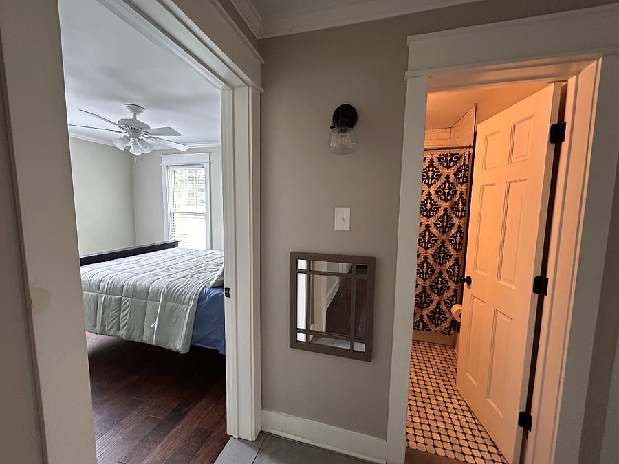 Hallway showing bedroom 2 and entrance to bathroom