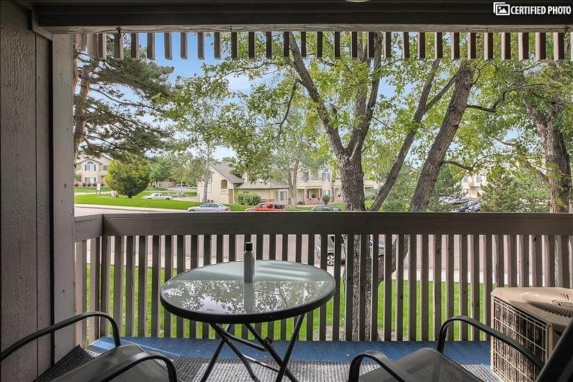 Enjoy the fresh air and mature treed view on the balcony.