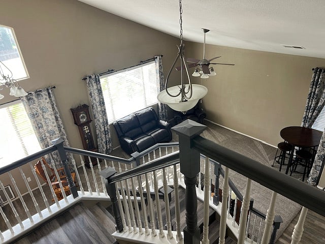 Overlooking downstairs living room