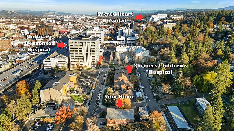 Prime location: Deaconess and Shriners Hospitals are just across the street.