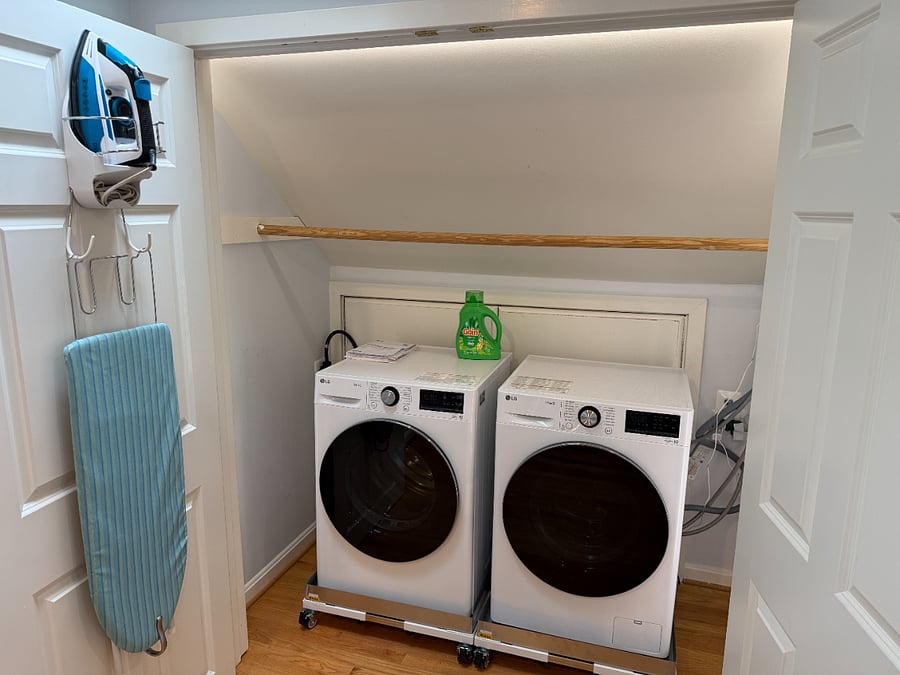 Brand new washer and dryer, plus iron and ironing board