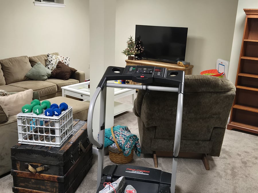 Family room in basement