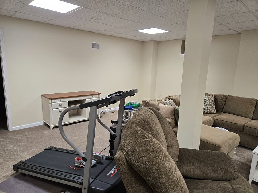 Family room in basement