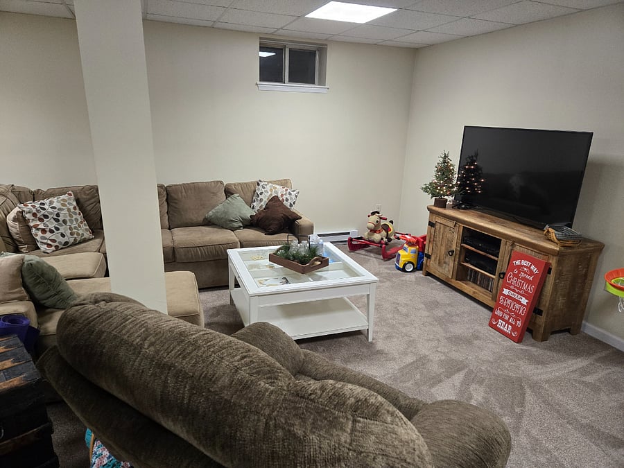 Family room in basement