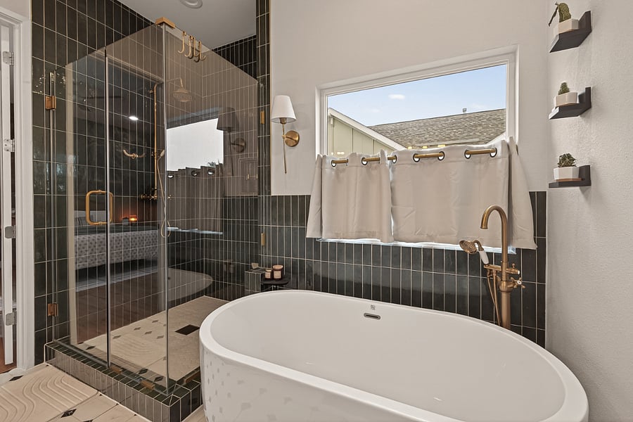 large soaking tub and custom shower