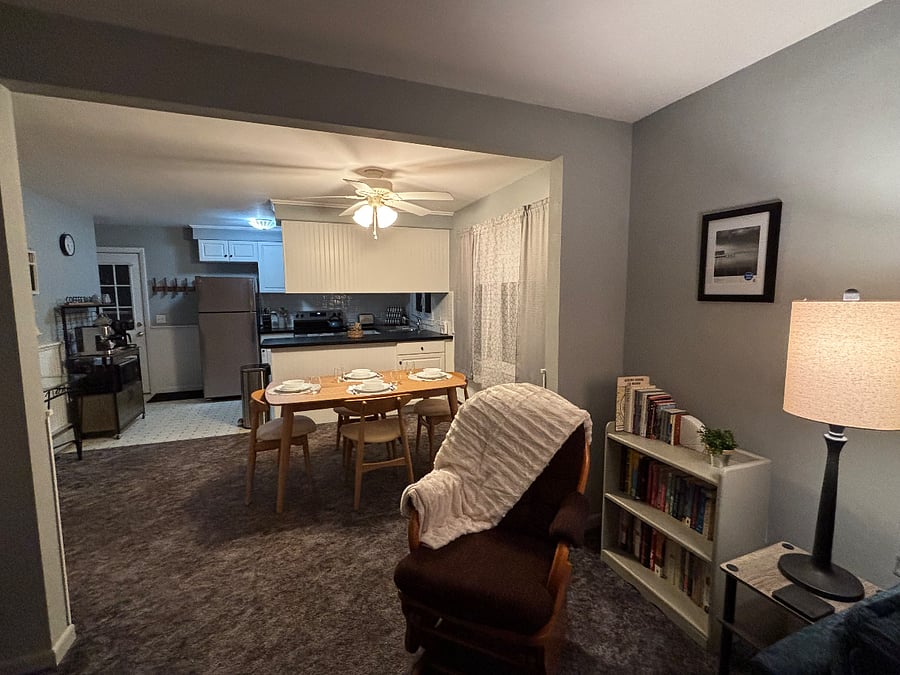 The view from living area through to kitchen