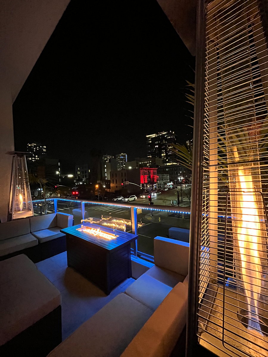Three fire places on the balcony