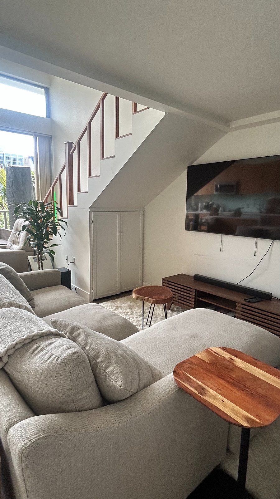 Living room area with smart TV