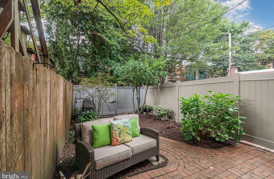 Private fenced in backyard