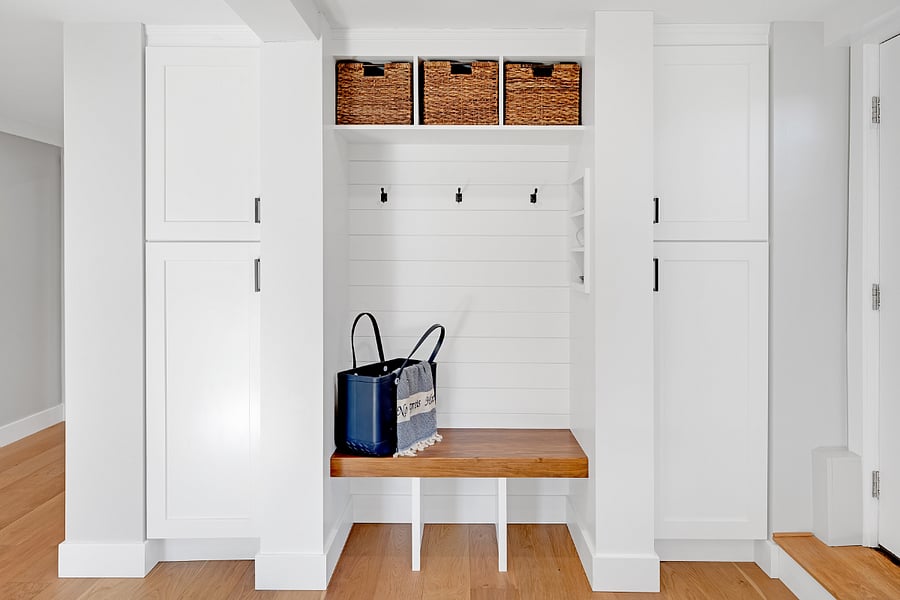 mudroom as you walk in entry way
