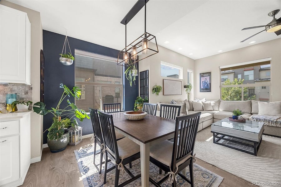 Dining area with open living area and lots of natural light