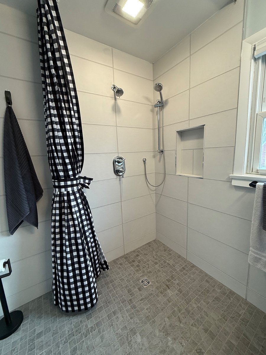 Newly renovated handicapped accessible bathroom.