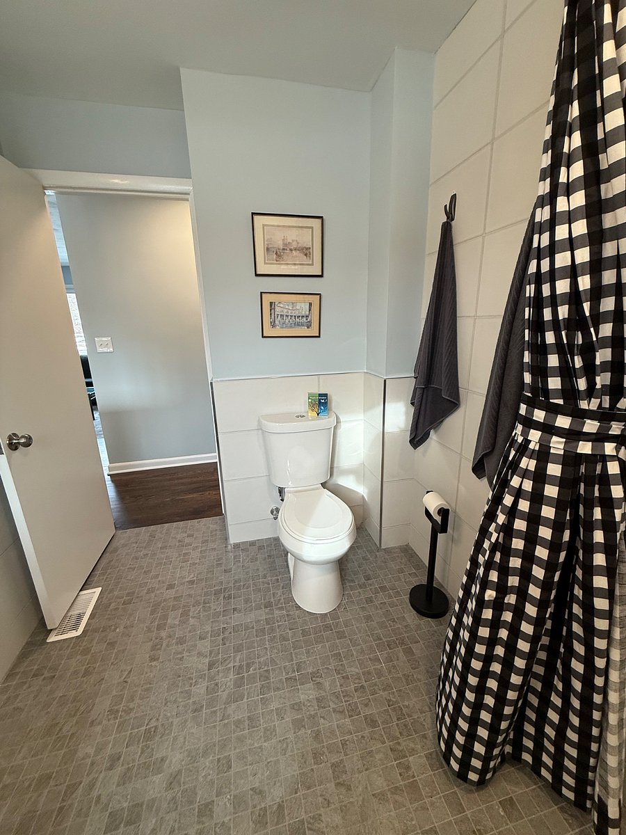 Newly renovated handicapped accessible bathroom.