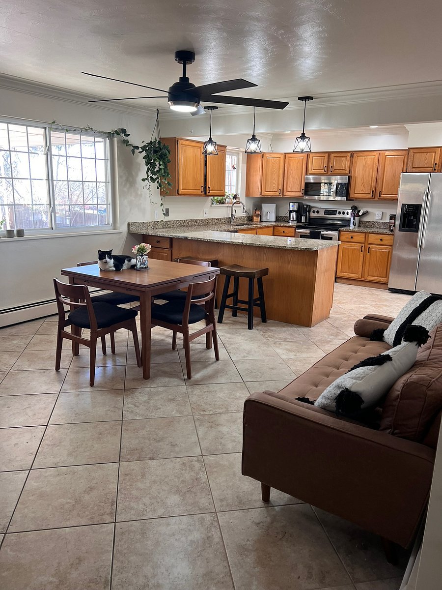 Second dining table in the larger kitchen area.