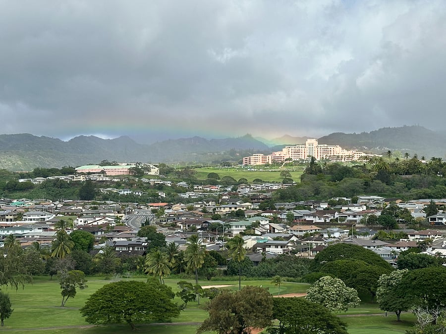 Tripler Hospital can be seen from the unit.