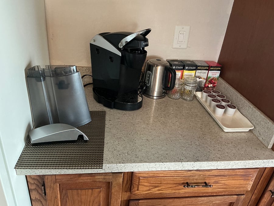 Coffee and hot tea station.
