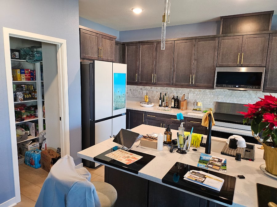 Kitchen with Samsung refrigerator & induction range
