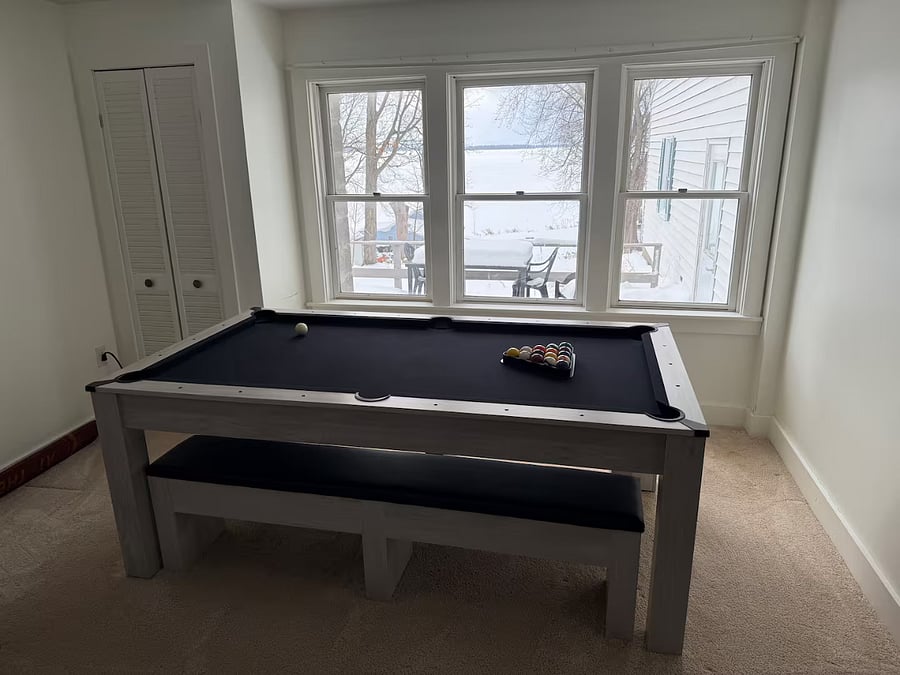 Pool table with a hard cover that converts into a Ping Pong table or for board games, puzzles, etc.