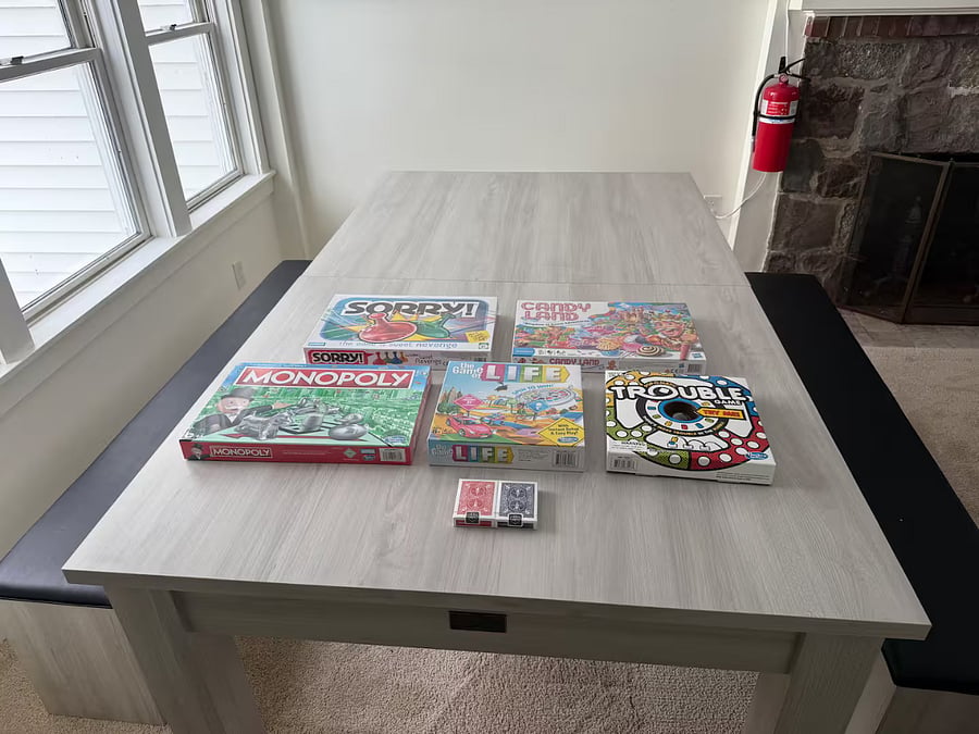 Multiple board games available for use in the Livingroom closet.