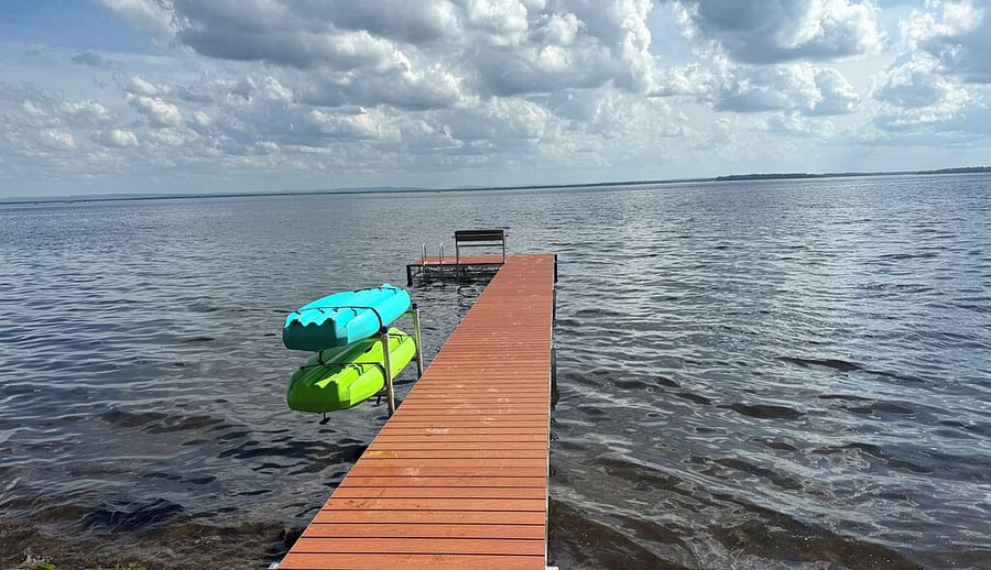 64' dock with plenty of space for large boats.