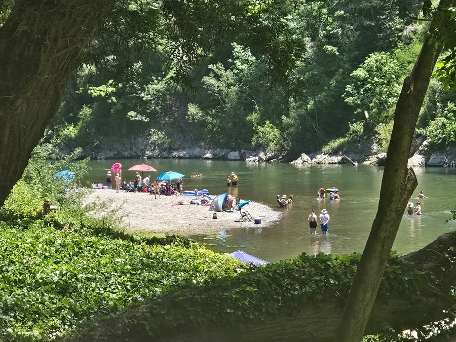 Beach swimming hole next door.
You have access to a dock when it is put in, or otherwise the trail goes down to the beach (not shown).