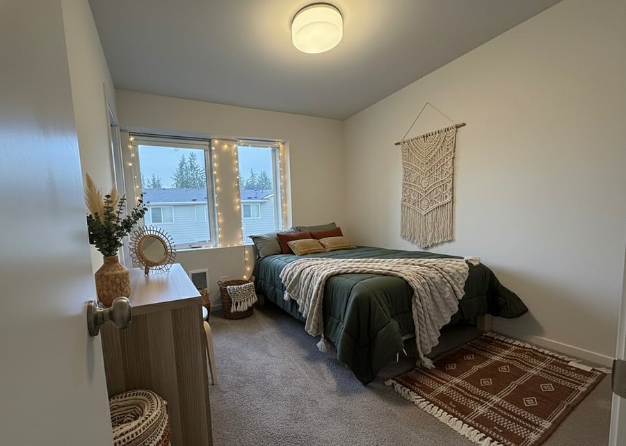 Upstairs. Bedroom 2 equipped with 14" full size mattress and closet space