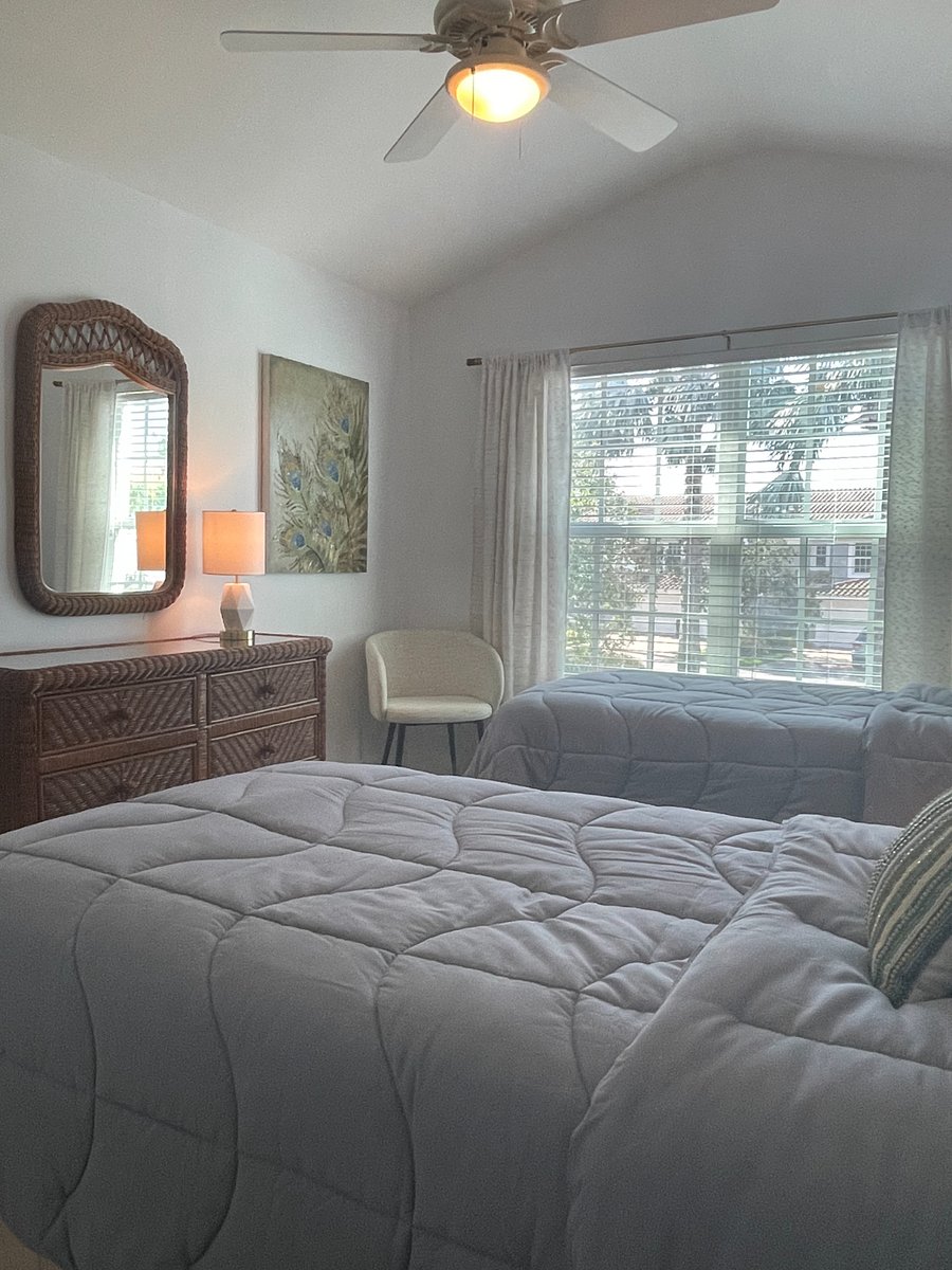 2nd bed has 2 twin beds, large dresser and nightstand
